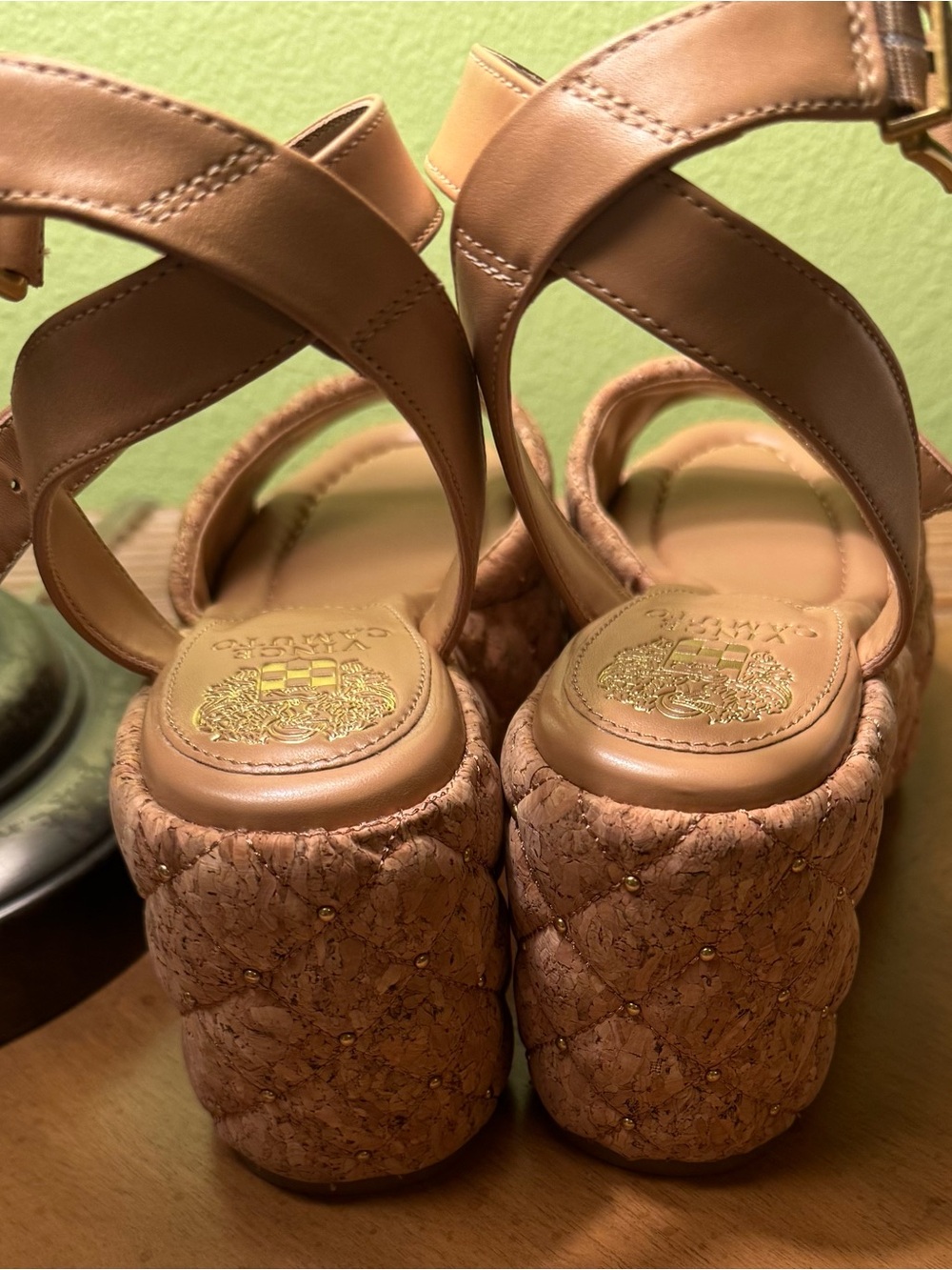 Quilted Cork Platform Sandals - Tan - Picture 4 of 6